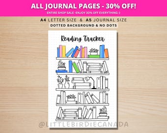 Bookshelf Reading Tracker - PRINTABLE Journal Page - Reading Log - Book Journal Page - Reading Tracker - Daily Habit Tracker - Book Tracker