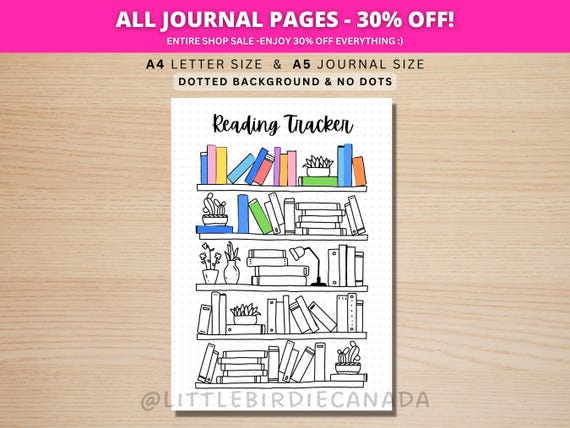 Bookshelf Reading Tracker - PRINTABLE Journal Page - Reading Log - Book Journal Page - Reading Tracker - Daily Habit Tracker - Book Tracker