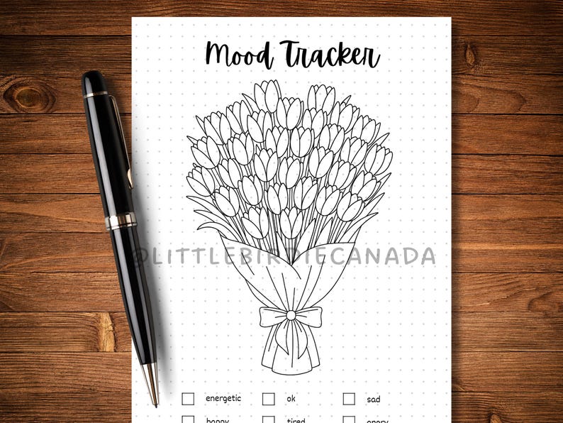 Flower Bouquet Mood Tracker - PRINTABLE Journal Page - Tulip Theme ...