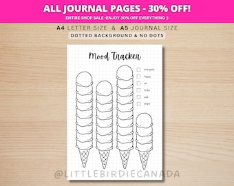 Ice Cream Mood Tracker - PRINTABLE Journal Page - Planner Page - Feelings Tracker - Daily Mood Tracker - Track Mood - Journal Template