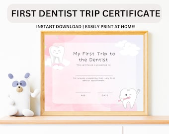 My First Dentist Certificate First Trip To The Dentist Award Milestone Marker First Tooth Award First Tooth Certificate Dentist Visit Award