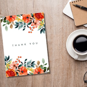 PRINTABLE Thank You Card Flower Thank You Card Floral Thank You Card ...
