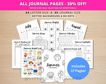 Summer Journal Bundle - PRINTABLE Summer Planner - 17 Journal Pages - Summer Journal Pages - Value Pack - Summer Bucket List
