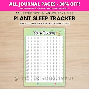Plant Sleep Tracker - PRINTABLE Journal Page - Colored Journal Page
