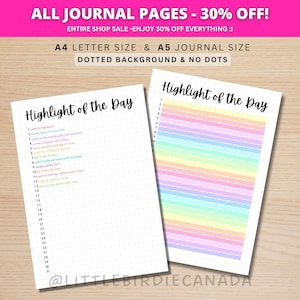 Lo más destacado del día - Página de diario IMPRIMIBLE - Registro de recuerdos - Registro diario - Registro de momentos destacados diarios - Diario de gratitud - Página de planificación