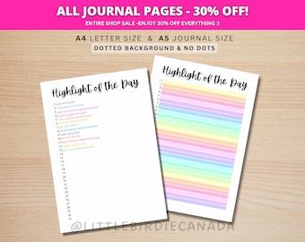 Highlight des Tages - DRUCKBARE Journal Seite - Memory Tracker - Tages Tracker - Highlight Tracker - Dankbarkeit Journal - Planer Seite