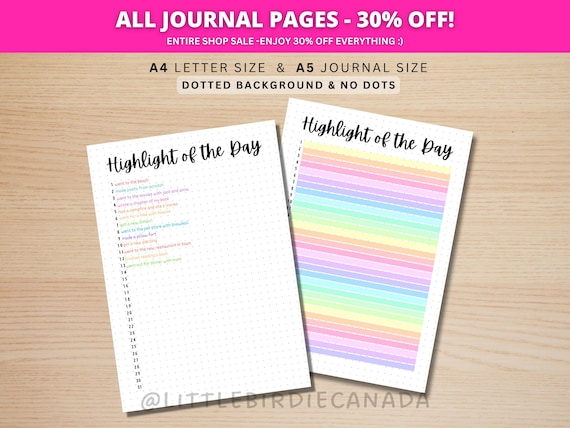 Highlight of the Day - PRINTABLE Journal Page - Memory Tracker - Daily Tracker - Daily Highlight Tracker - Gratitude Journal - Planner Page