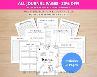 Teacher Planner Bundle - PRINTABLE Teacher Journal Pages - Teacher Digital Planner Pages - A5 & A4 Size - Value Pack