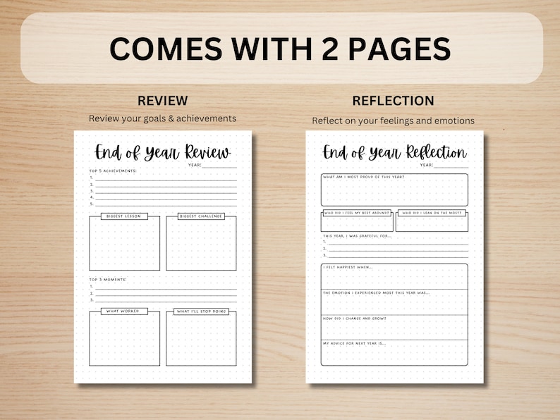 End of Year Reflection - PRINTABLE Journal Page - End of Year Review ...