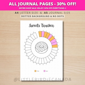 Sweets Tracker - PRINTABLE Journal Page - Printable Planner Page - Health Tracker - Junk Food Tracker - Eating Tracker - Fitness Tracker