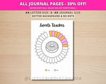Sweets Tracker - PRINTABLE Journal Page - Printable Planner Page - Health Tracker - Junk Food Tracker - Eating Tracker - Fitness Tracker