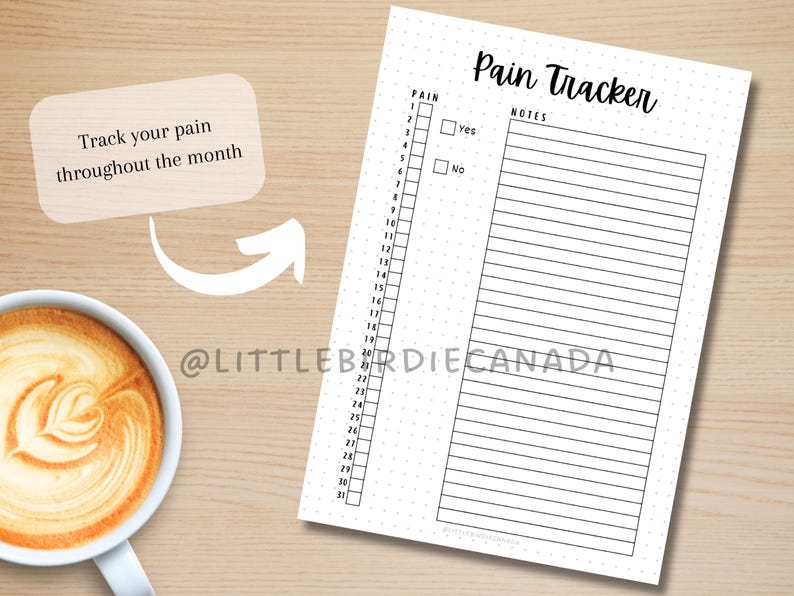 Pain Tracker - PRINTABLE Journal Page - Health Tracker - Pain Journal ...