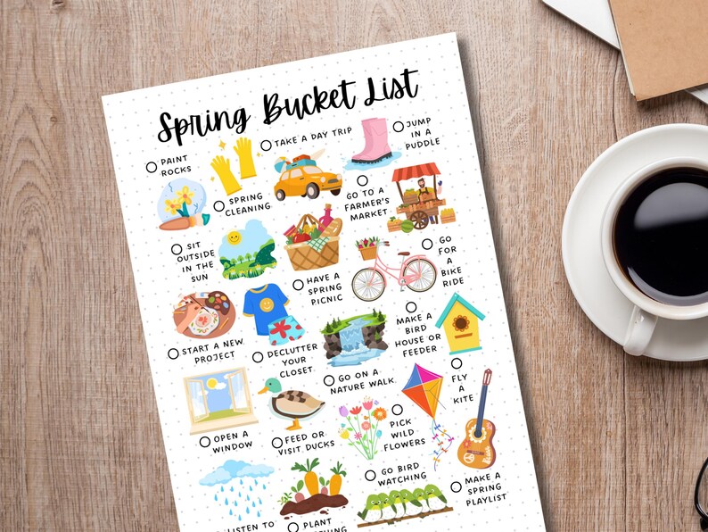Lista delle cose da fare in primavera - Attività primaverili - Pagina del diario STAMPABILE - Pagina dell'agenda - Lista delle cose da fare in primavera - Elenco delle attività primaverili - Elenco delle cose divertenti in primavera immagine 9