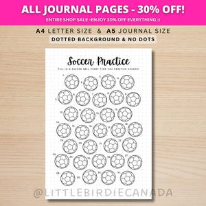 Soccer Practice Tracker - PRINTABLE Journal Page - Habit Tracker - Sports Tracker - Kids Soccer Printable - Soccer Practice Template