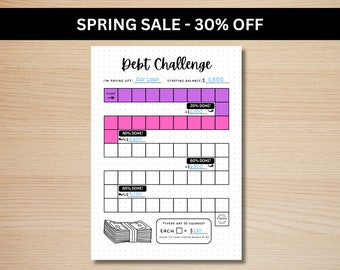 Debt Challenge - A5 Journal Page - PRINTABLE Tracker - Debt Tracker - Debt Game - Load Tracker - Payoff Debt Challenge - Loan Payoff