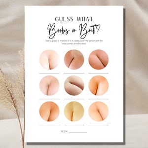 Boobs or Butt Funny Baby Shower Game Minimalist Funny Baby Shower Activity This or That Game Trivia Game Minimalist Game Funny Baby Game