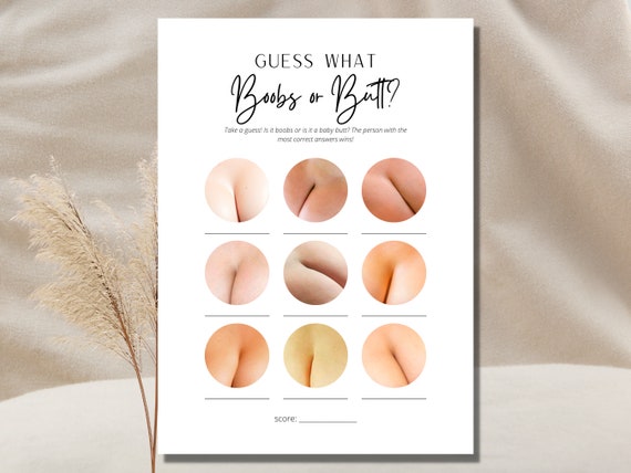 Boobs or Butt Funny Baby Shower Game Minimalist Funny Baby Shower Activity This or That Game Trivia Game Minimalist Game Funny Baby Game