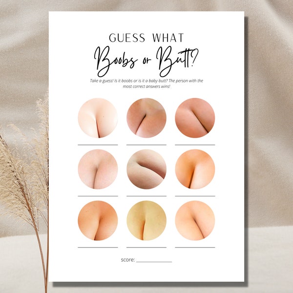 Boobs or Butt Funny Baby Shower Game Minimalist Funny Baby Shower Activity This or That Game Trivia Game Minimalist Game Funny Baby Game