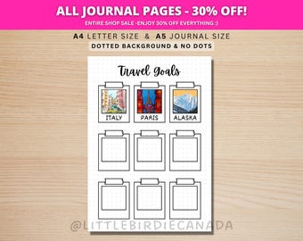 Travel Goals - PRINTABLE Journal Page - Planner Page - Travel List - Travel Tracker - Travel Bucket List - Travel Checklist - Travel Journal