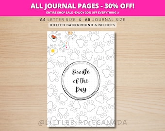Paw Print Doodle Of The Day - PRINTABLE Journal Page - Planner Page - Drawing Page - Drawing Journal Page - Doodle Challenge - Daily Doodle