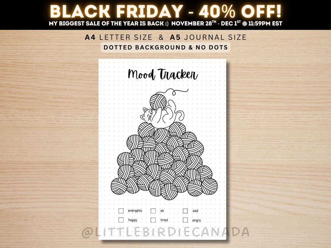 Cat Mood Tracker - PRINTABLE Journal Page - Planner Page - Feelings ...