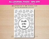 Turtle Doodle Of The Day - PRINTABLE Journal Page - Planner Page - Daily Drawing Journal Page - Doodle Challenge - Daily Doodle