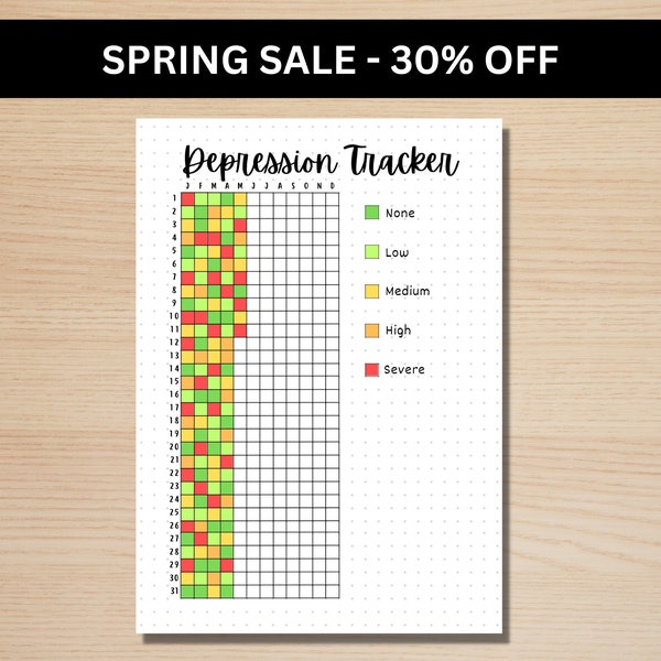 Depression Tracker - A5 Journal Seite - DRUCKBARER Tracker - Habit Tracker - Depression Journal - Depression Tagebuch - Stimmungs Tracker Gesundheit Tracker