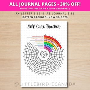 Self Care Tracker Wheel - PRINTABLE Journal Page - Planner Page - Monthly Tracker - Track Self Care - Habit Tracker - Skin Care Tracker