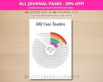 Self Care Tracker Wheel - PRINTABLE Journal Page - Planner Page - Monthly Tracker - Track Self Care - Habit Tracker - Skin Care Tracker