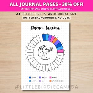Dream Tracker - PRINTABLE Journal Page - Printable Planner Page - Dream Log - Dream Journal - Sleep Tracker - Dream Analysis - Dream Diary