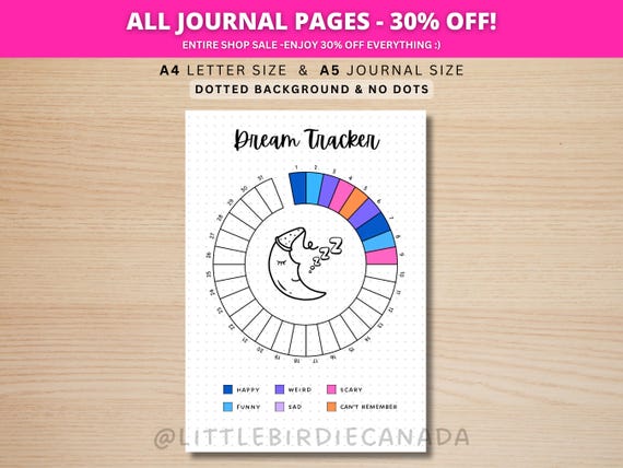 Dream Tracker - PRINTABLE Journal Page - Printable Planner Page - Dream Log - Dream Journal - Sleep Tracker - Dream Analysis - Dream Diary