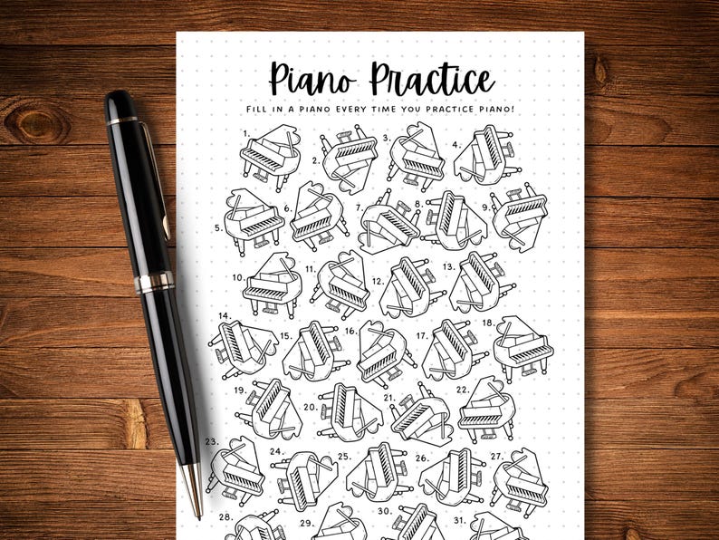 Piano Practice Tracker PRINTABLE Journal Page Habit Tracker Music