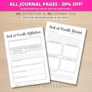 Monthly Reflection - End Of Month Reflection - PRINTABLE Journal Page - End Of Month Review - Planner Page - Month In Review - Month Recap