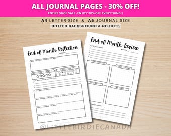 Monthly Reflection - End Of Month Reflection - PRINTABLE Journal Page - End Of Month Review - Planner Page - Month In Review - Month Recap