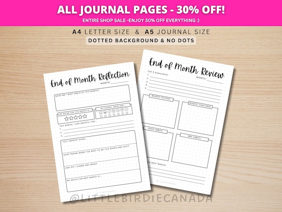 Monthly Reflection - End Of Month Reflection - PRINTABLE Journal Page - End Of Month Review - Planner Page - Month In Review - Month Recap