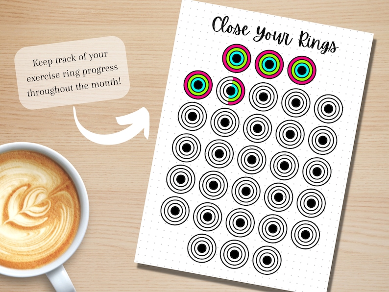 Exercise Close Your Rings Exercise Rings Fitness Tracker - PRINTABLE Journal Page - Planner Page ...