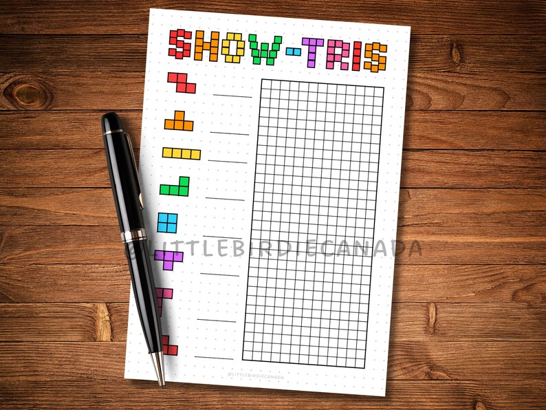 Show-tris Tracker - PRINTABLE Journal Page - Planner Page - TV Show ...