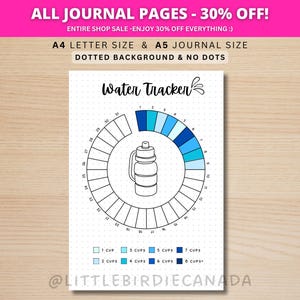 Water Tracker Monthly - PRINTABLE Journal Page - Planner Page - Daily Tracker - Monthly Tracker - Water Log - Health Tracker