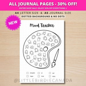 Paint Palette Mood Tracker - PRINTABLE Journal Page - Art Theme - Digital Planner Page - Art Mood Tracker