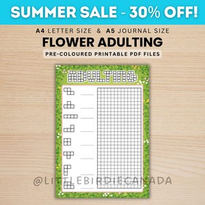Flower Adulting Tracker - PRINTABLE Journal Page - Colored Journal Page