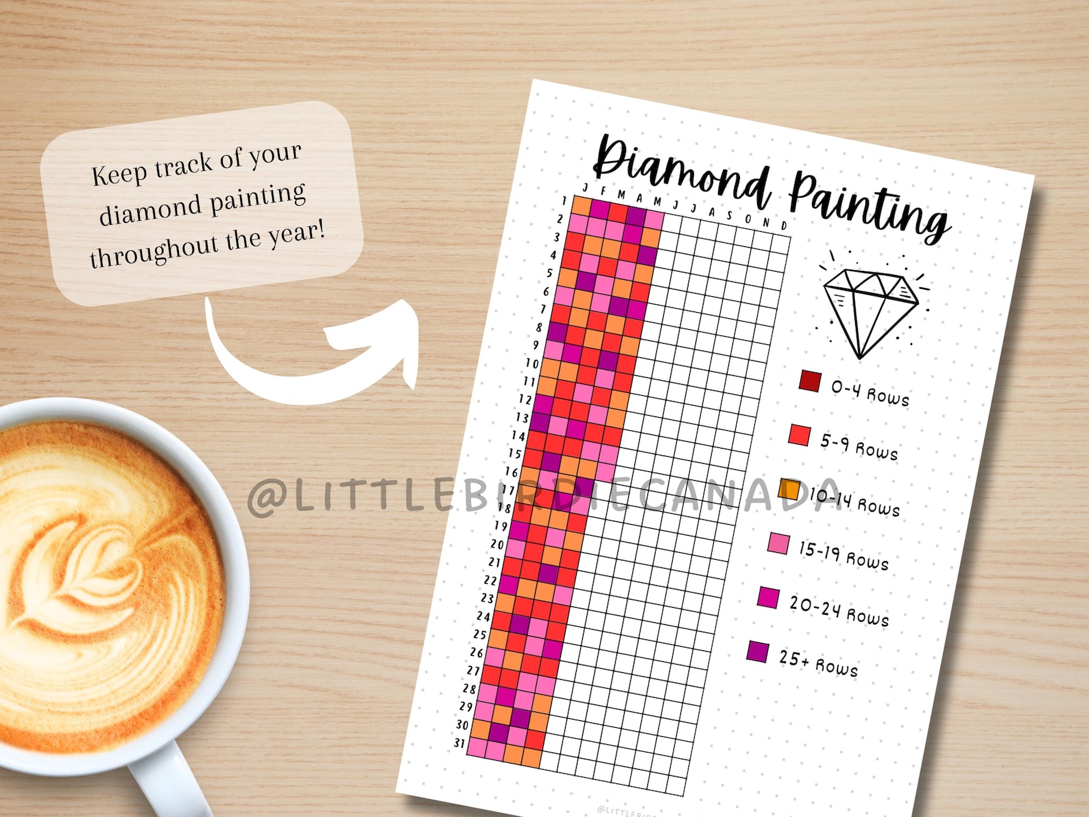 Diamond Painting Tracker - PRINTABLE Journal Page - Habit Tracker ...