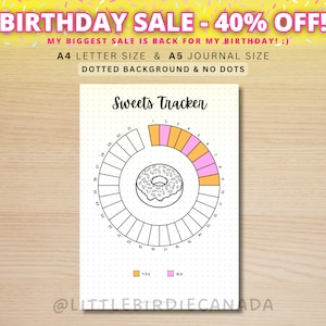 Sweets Tracker - PRINTABLE Journal Page - Printable Planner Page - Health Tracker - Junk Food Tracker - Eating Tracker - Fitness Tracker