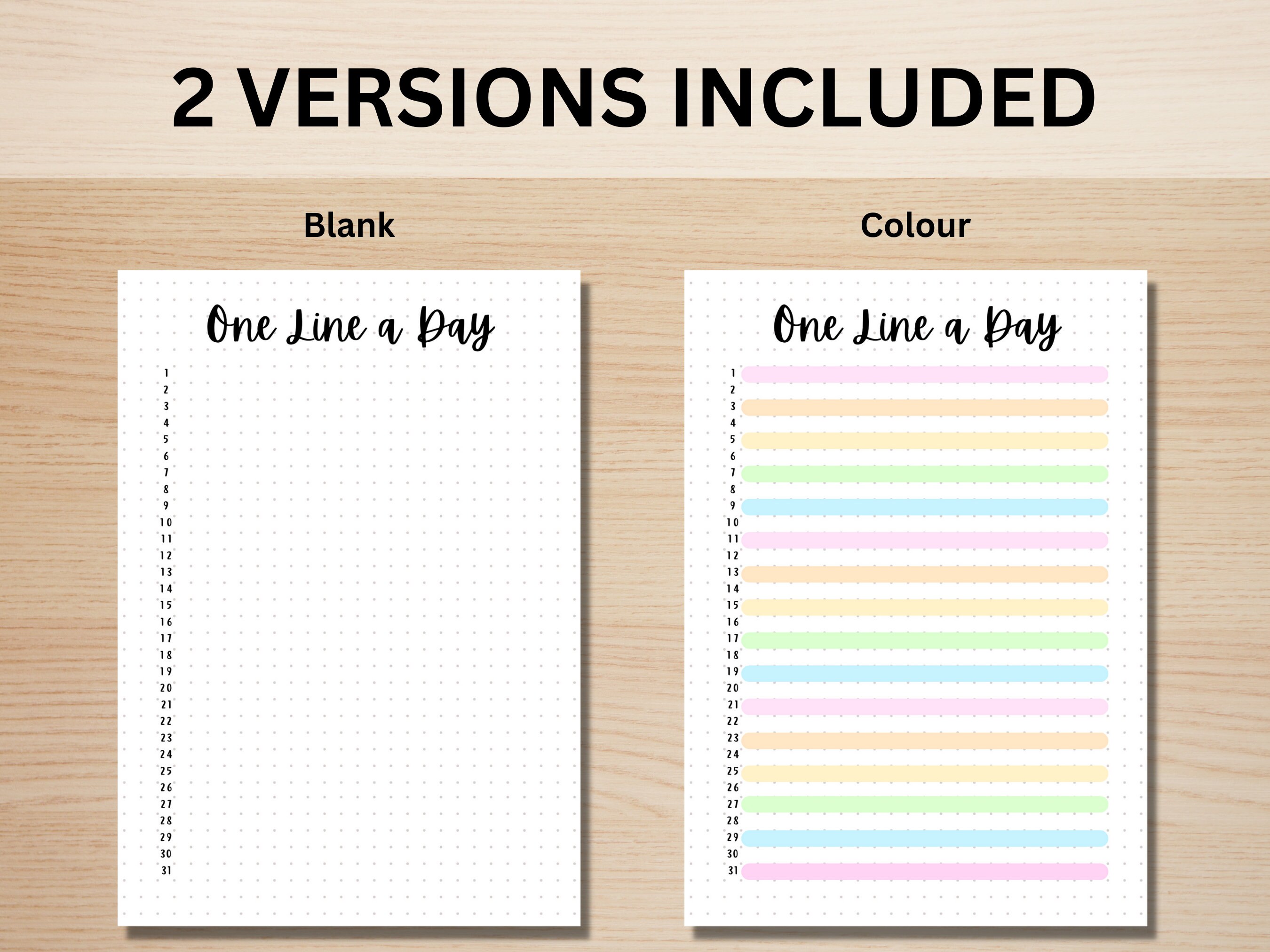 One Line A Day - PRINTABLE Journal Page - Planner Page - Memory Tracker ...
