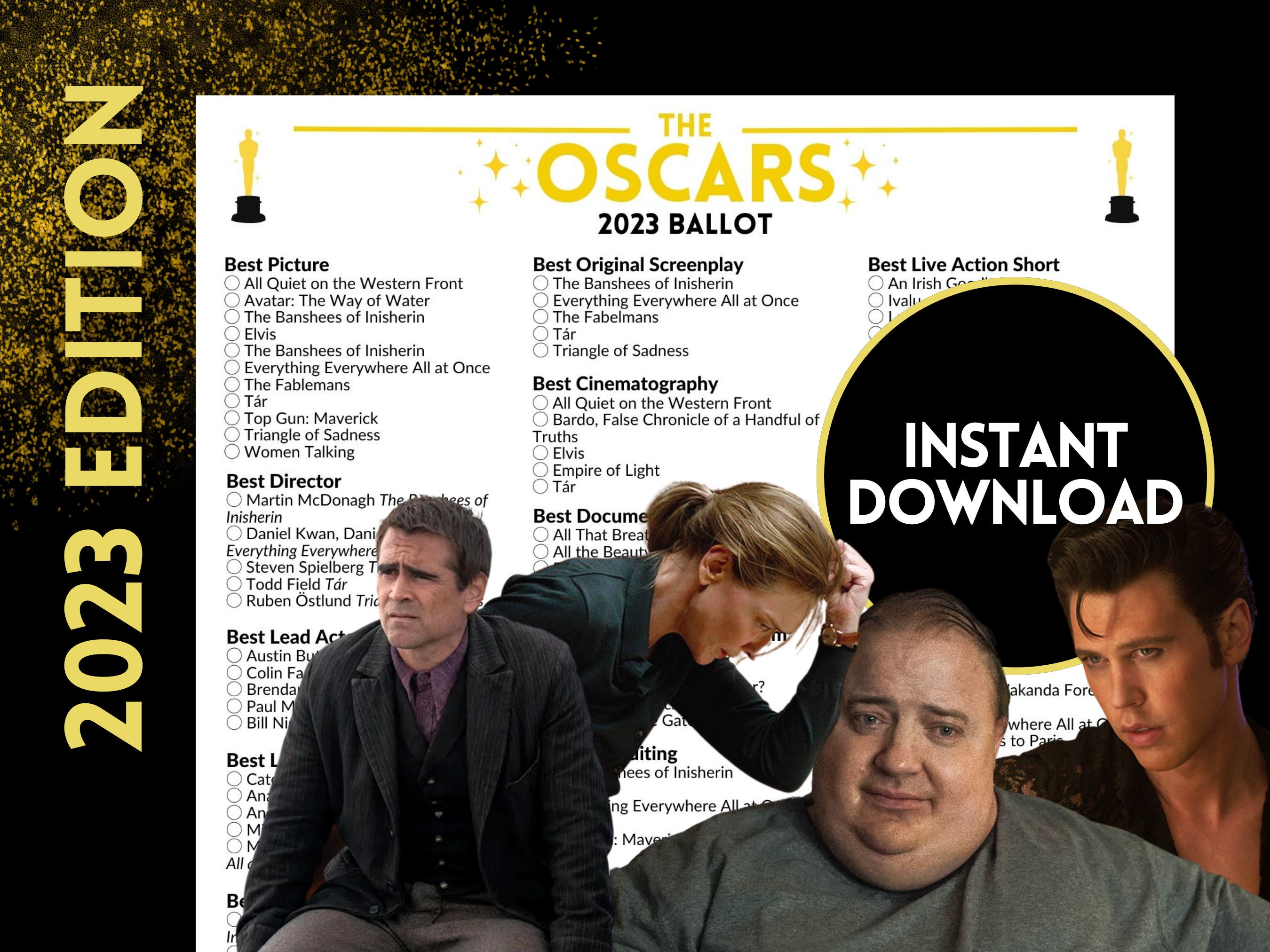 2023 Oscars Ballot 95th Academy Awards Predictions Watch Etsy Canada