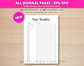 Pain Tracker - PRINTABLE Journal Page - Health Tracker - Pain Journal - Pain Log - Symptom Tracker - Health Journal - Health Planner Page