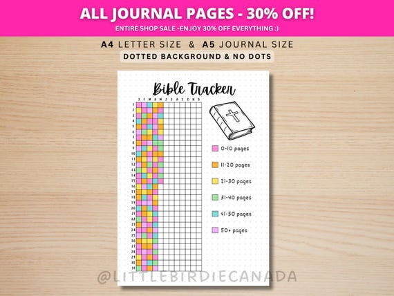 Bible Tracker - PRINTABLE Journal Page - Bible Reading Tracker - Bible Study - Scripture Reading Log - Bible Studies - Prayer Journal Page