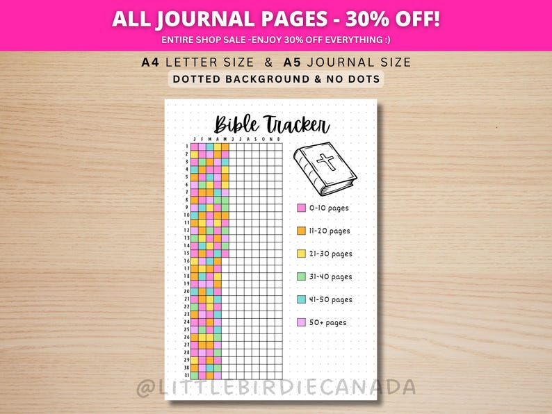 Bible Tracker - PRINTABLE Journal Page - Bible Reading Tracker - Bible Study - Scripture Reading Log - Bible Studies - Prayer Journal Page image 1