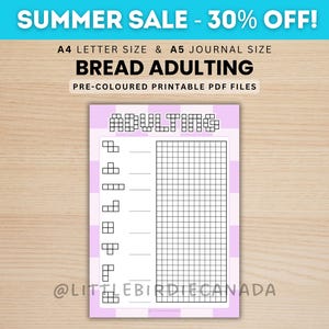 Bread Adulting Tracker - PRINTABLE Journal Page - Colored Journal Page