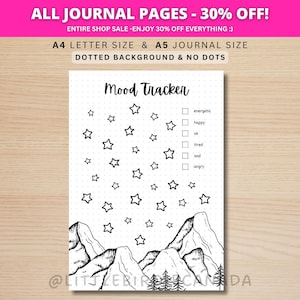 Star Mood Tracker - PRINTABLE Journal Page - Planner Page - Feelings Tracker - Daily Mood Tracker - Track Mood - Journal Template image 1