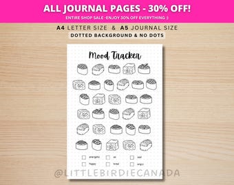 Sushi Mood Tracker - PRINTABLE Journal Page - Planner Page - Feelings Tracker - Daily Mood Tracker - Track Mood - Journal Template